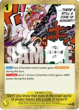 Card art for Don&#39;t you know that even in the cruel world of pirates there&#39;s still a code of honor?!! (OP17-115)